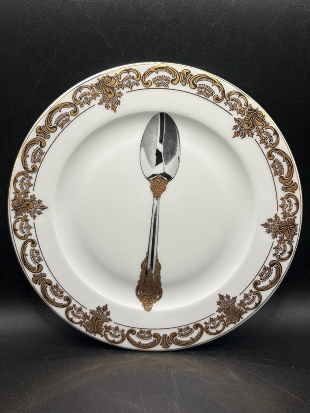 Limoges Godinger Porcelain Ornate Spoon Motif Plate Dish Dinnerware Tableware
